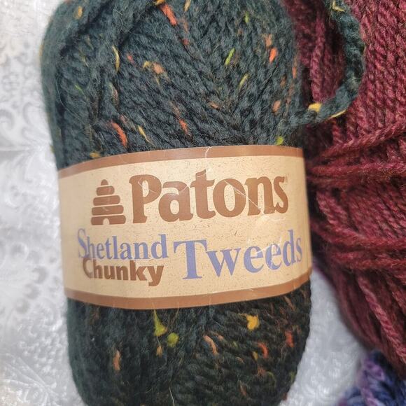 Mixed LOT yarn 6 skeins green gray purple Baby Bee blanket‎ Patons Chunky Tweed - Picture 5 of 10